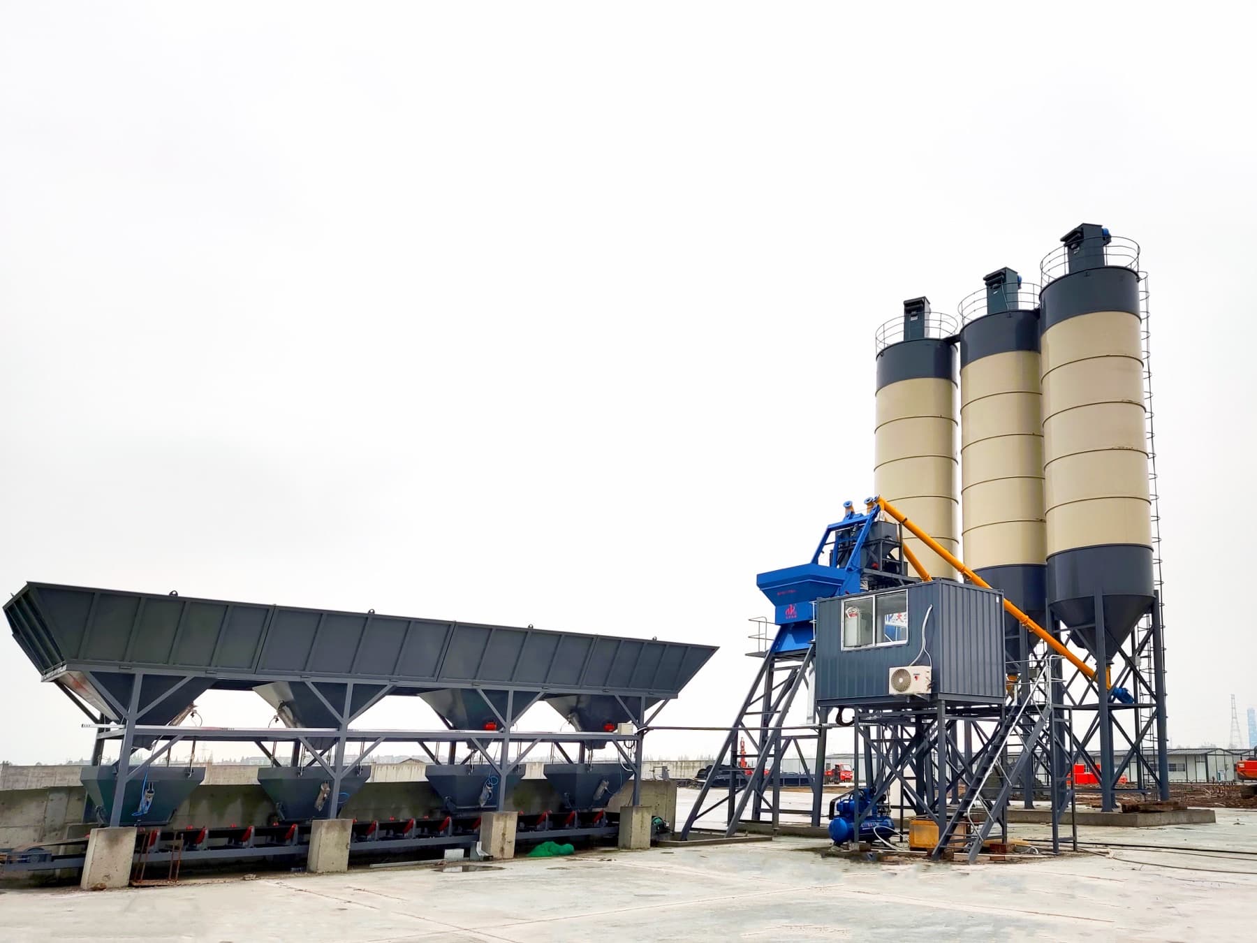 TIANYU HZS50 skip-hoist plant on an overseas site