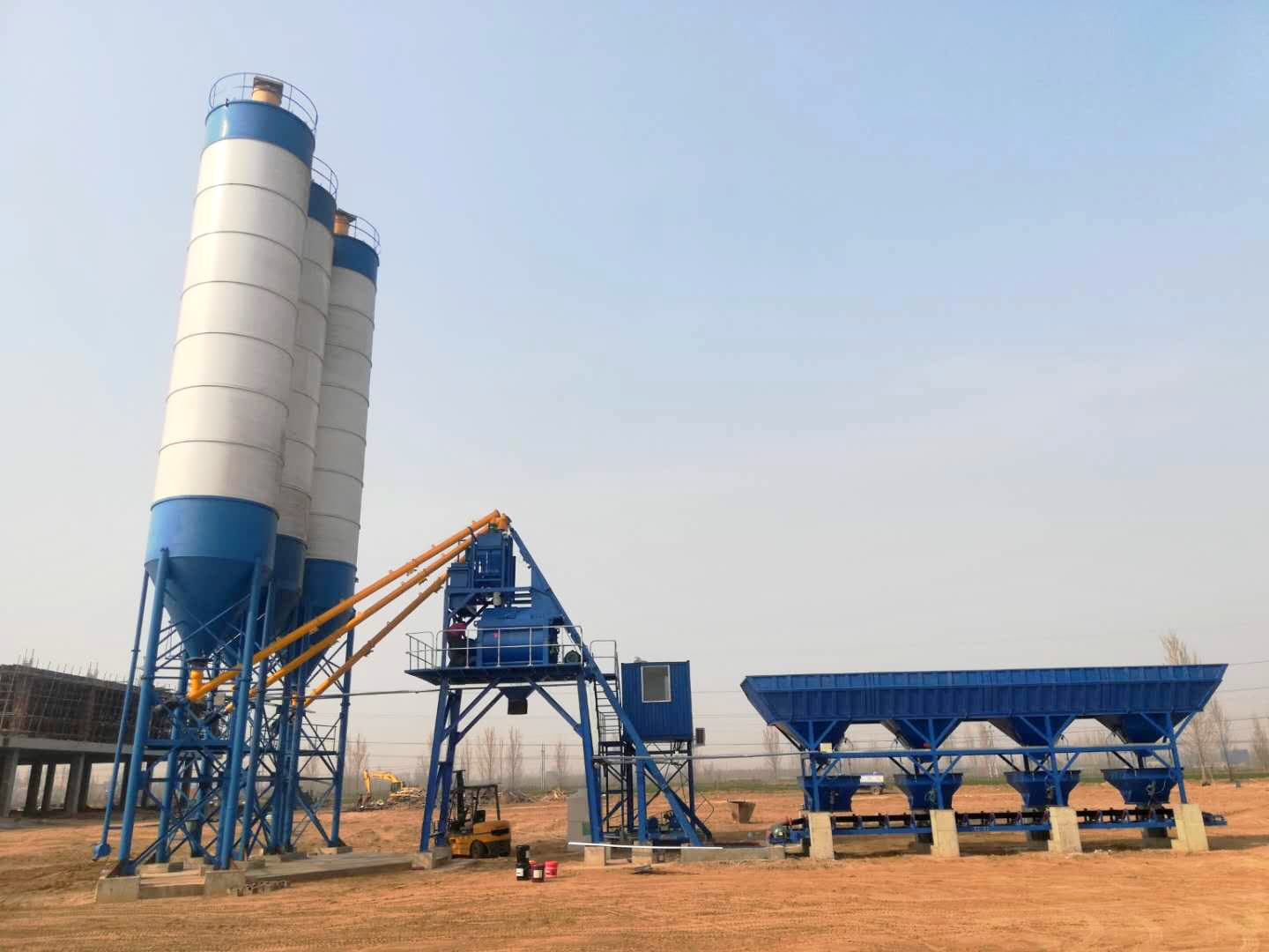 TIANYU HZS75 skip-hoist plant with aggregate batcher